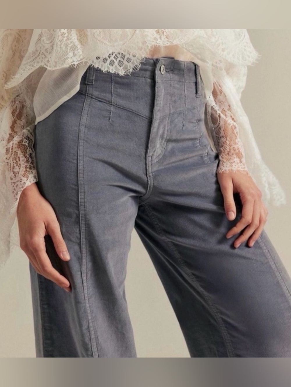 We The Free NEW Libre Wide-Leg Jeans In Mockingbird Light Grey Blue High Waisted - Picture 3 of 6